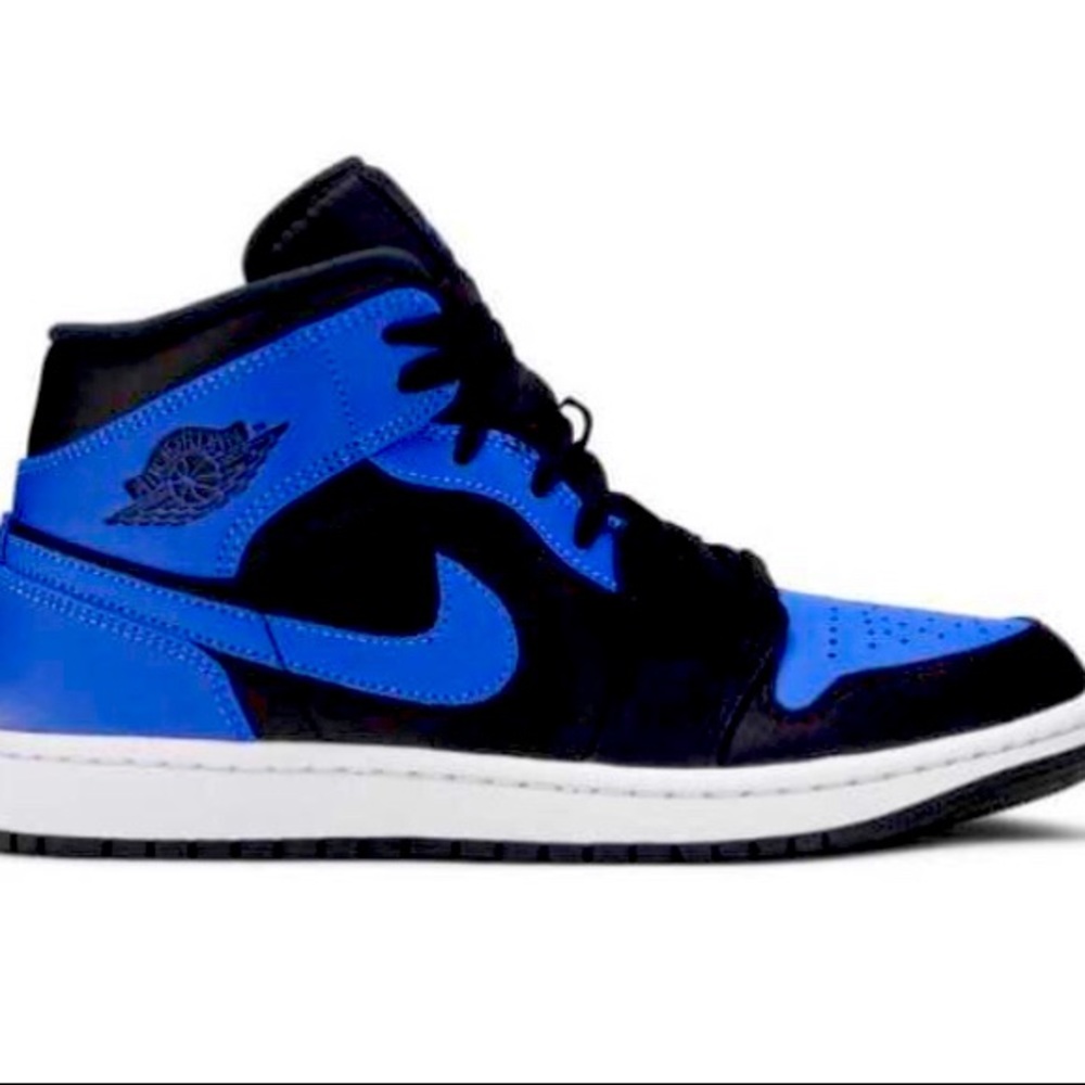 Jordan 1 Mids Black and Royal Blue